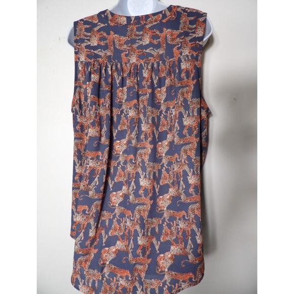 Evri 2X Cheetah Top Blouse Sleeveless Leopard FLowy Career Casual Big Cat - Picture 4 of 11